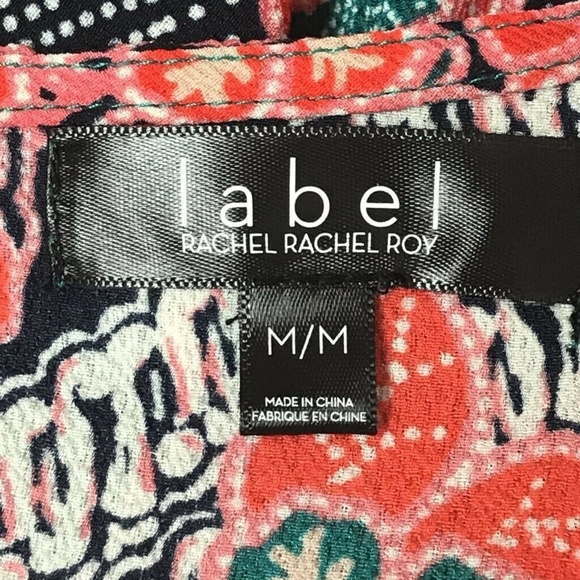 Label Rachel Roy Batik Style Blouse Floral Tie M - Picture 5 of 7